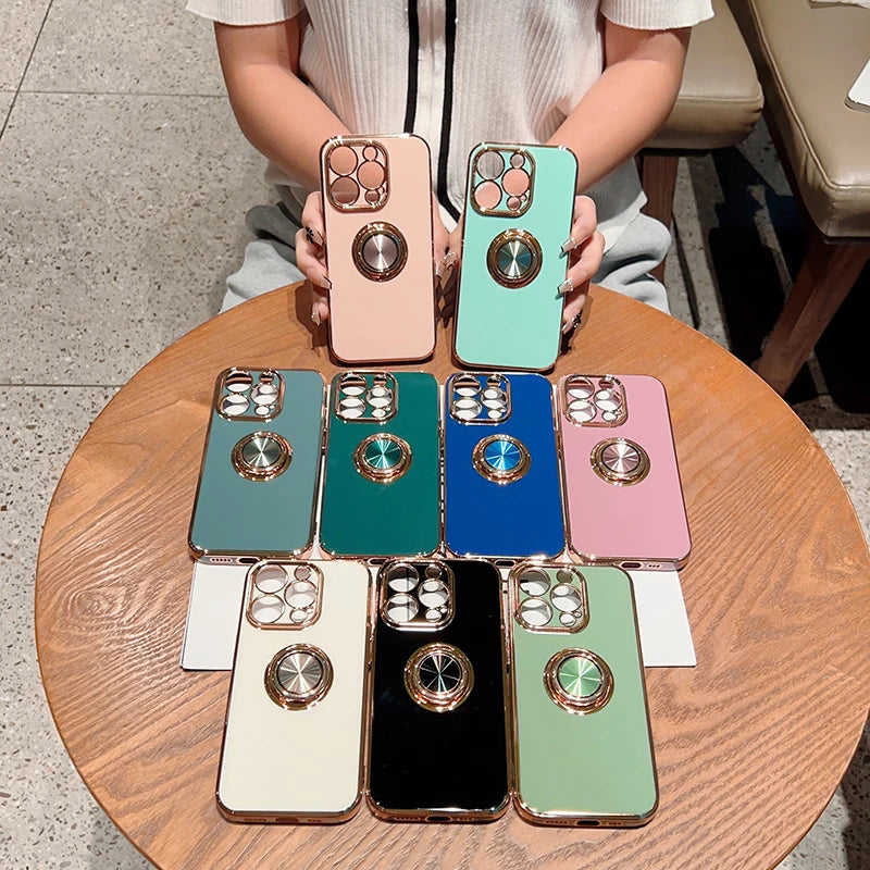 Luxury Magnetic Plating Silicone Case for iPhone - (SF1001B)