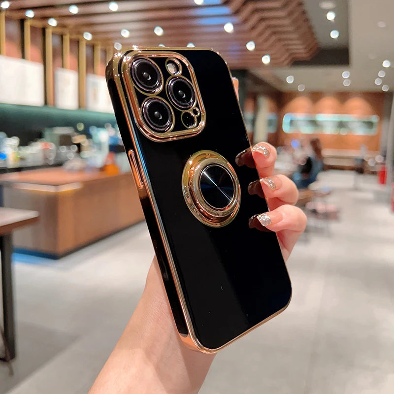 Luxury Magnetic Plating Silicone Case for iPhone - (SF1001B)