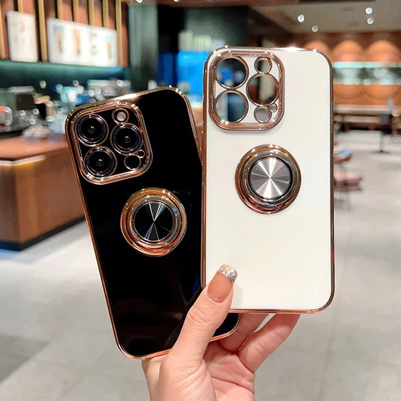 Luxury Magnetic Plating Silicone Case for iPhone - (SF1001B)