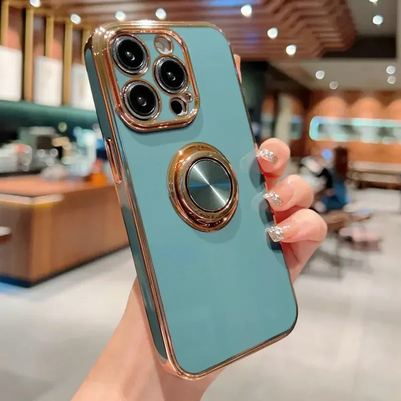 Luxury Magnetic Plating Silicone Case for iPhone - (SF1001B)