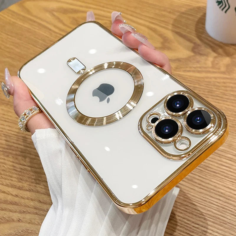 Luxury Plating iPhone Case – MagSafe, Magnetic & Transparent | Amiriva - (SF1003B)
