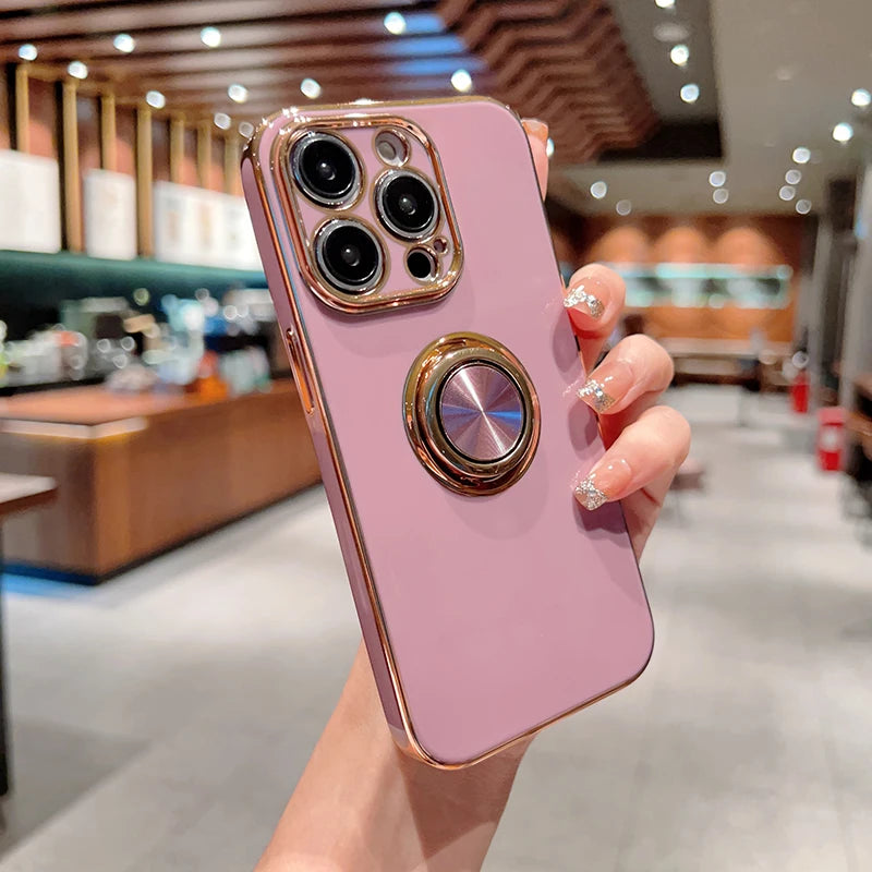 Luxury Magnetic Plating Silicone Case for iPhone - (SF1001B)
