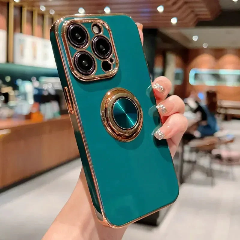 Luxury Magnetic Plating Silicone Case for iPhone - (SF1001B)