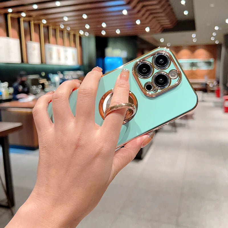 Luxury Magnetic Plating Silicone Case for iPhone - (SF1001B)