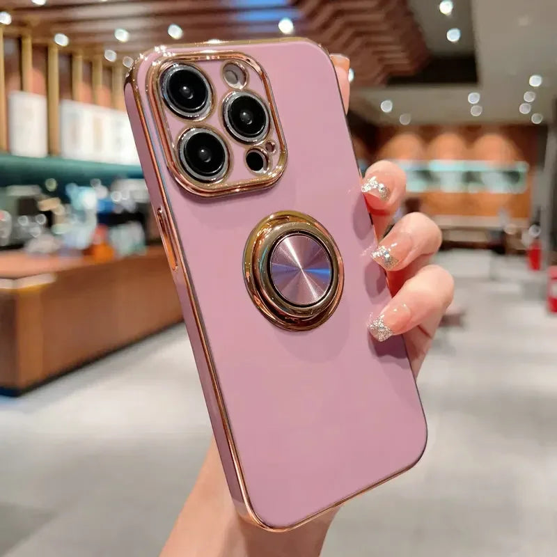 Luxury Magnetic Plating Silicone Case for iPhone - (SF1001B)