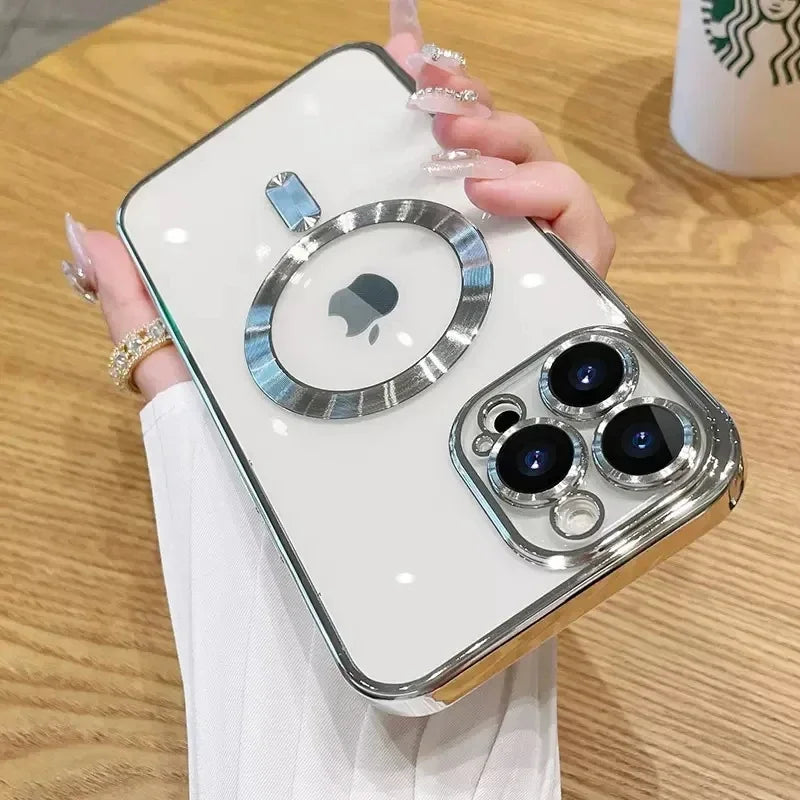 Luxury Lens Seal Protect Plating Phone Case For IPhone - (SF1008A)