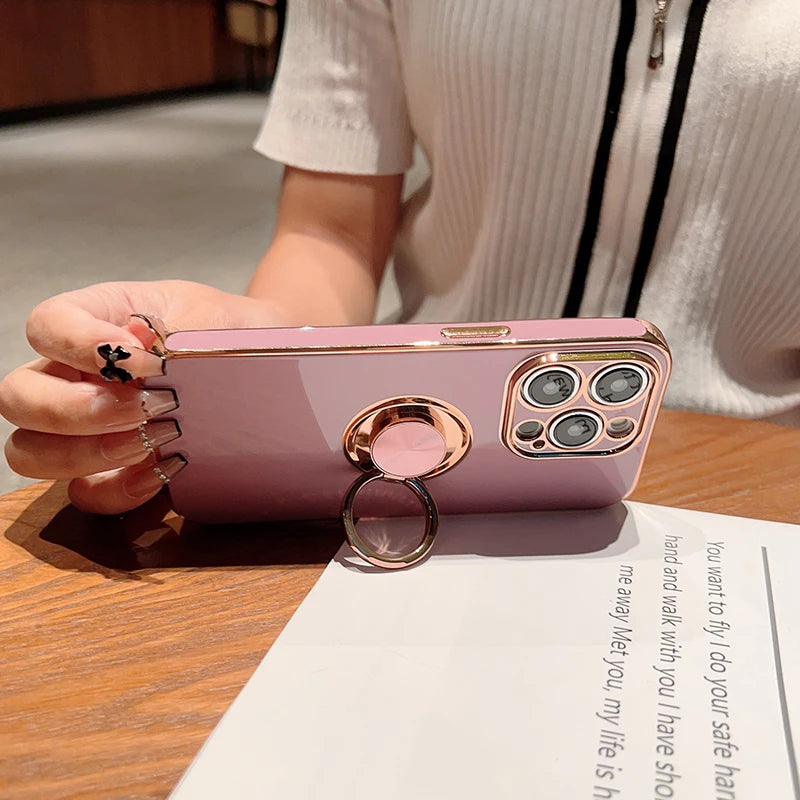 Luxury Magnetic Plating Silicone Case for iPhone - (SF1001B)