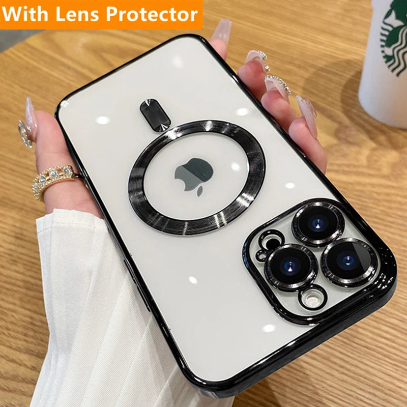 Luxury Plating iPhone Case – MagSafe, Magnetic & Transparent | Amiriva - (SF1003B)