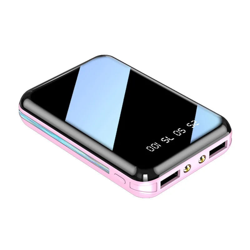 Amiriva Mini 20,000mAh Mirror Screen Power Bank – LED Display & Built-in Cables (AR1008)