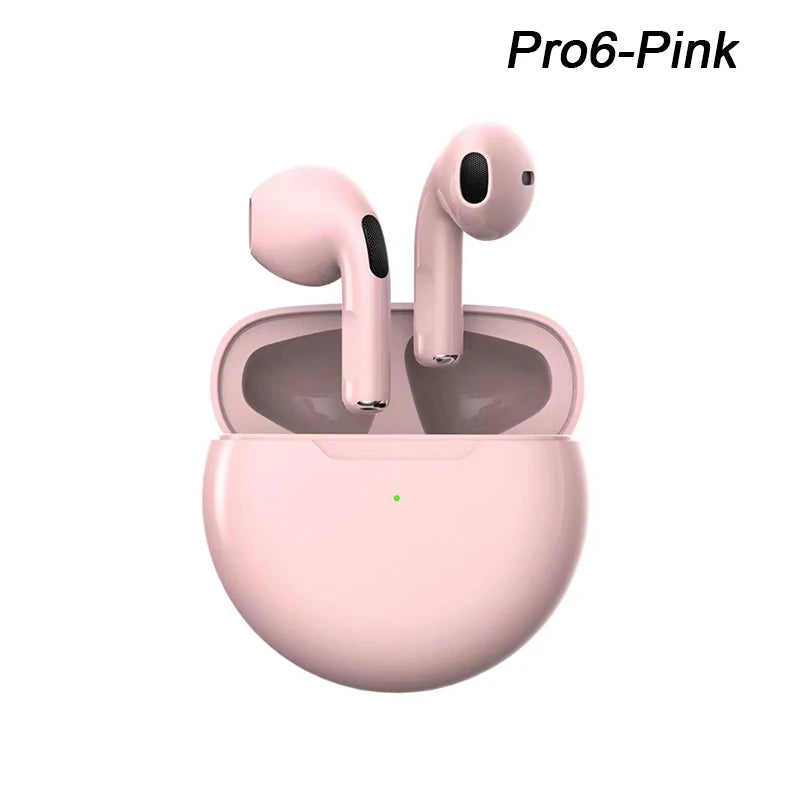 Original Pro 6 TWS Wireless Bluetooth Earphones by Amiriva – Waterproof in-ear earbuds with microphone, AAC support, and semi-open design for sports and daily use