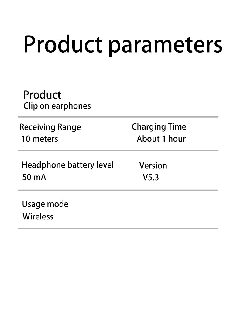 Ear Clip Bluetooth Wireless Earphones – Sport, Office & Leisure with Long Battery Life (AR1081)