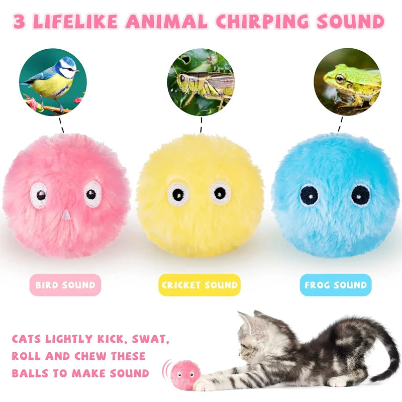 Amiriva Interactive Electric Cat Toy Ball – Plush, Catnip-Infused, Squeaky Toy for Cats