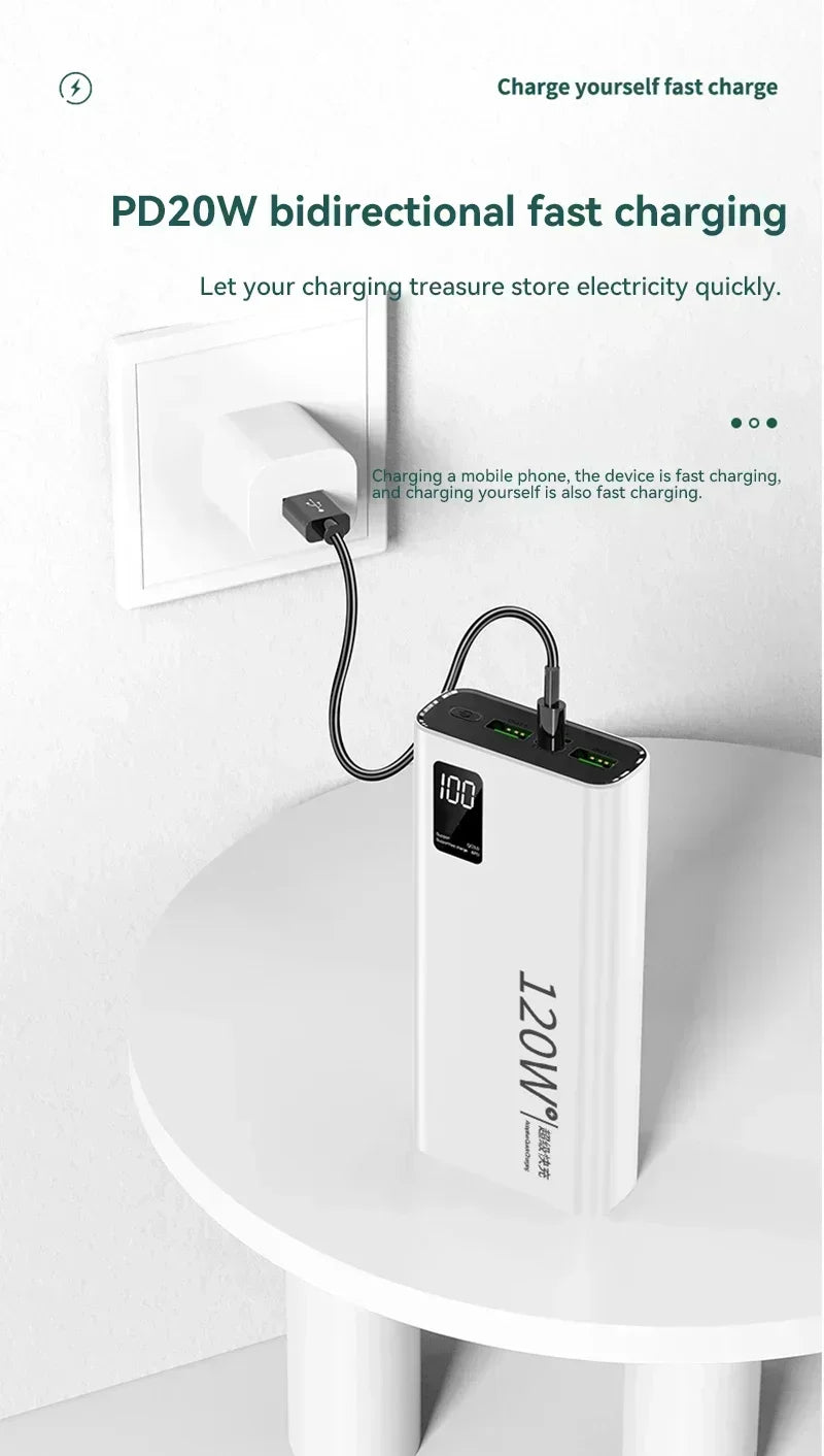 120W 500,000mAh Power Bank – Ultra High Capacity Fast Charger with Digital Display (AR1007)