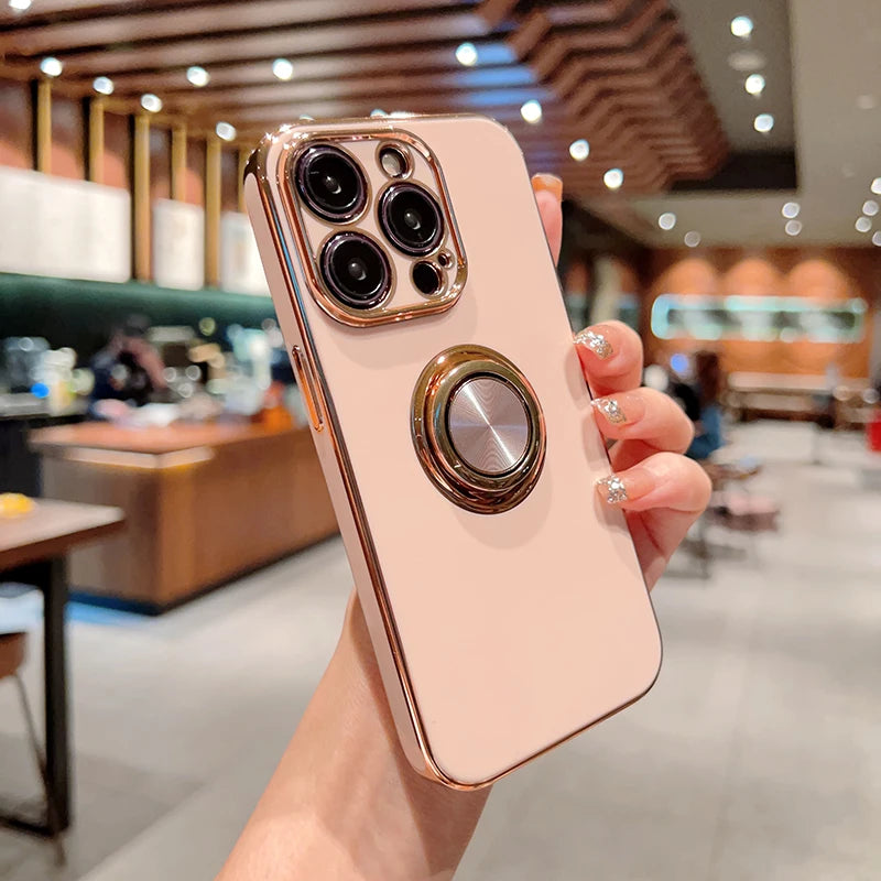 Luxury Magnetic Plating Silicone Case for iPhone - (SF1001B)