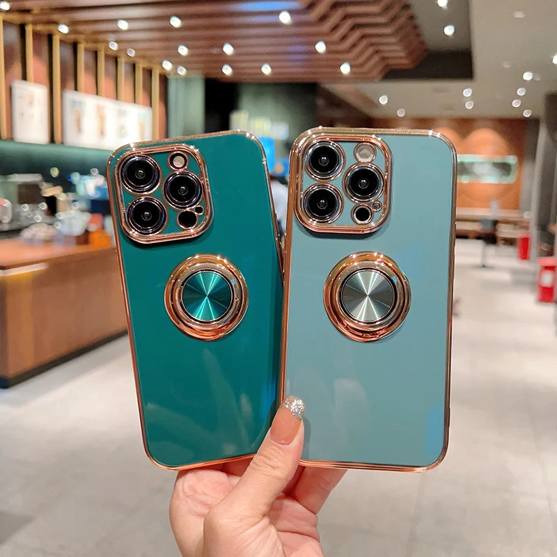 Luxury Magnetic Plating Silicone Case for iPhone - (SF1001B)
