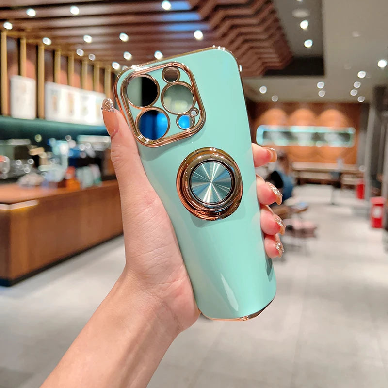 Luxury Magnetic Plating Silicone Case for iPhone - (SF1001B)