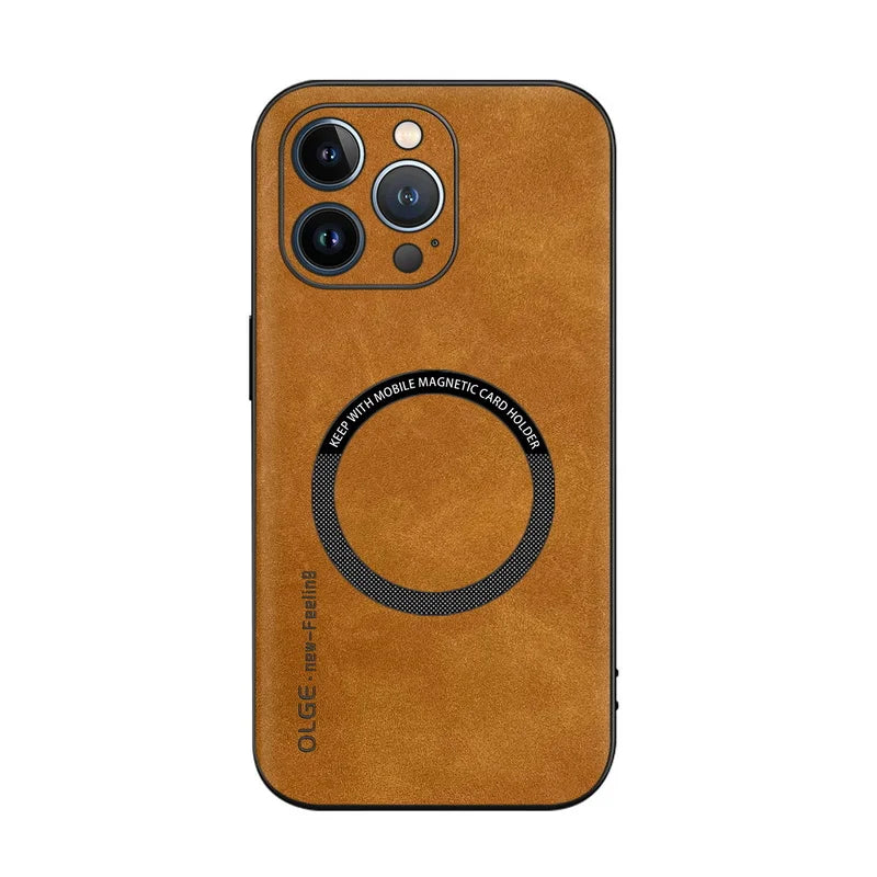 Magnetic Leather Case – MagSafe Compatible for iPhone 11–16 Pro Max (AR1001)