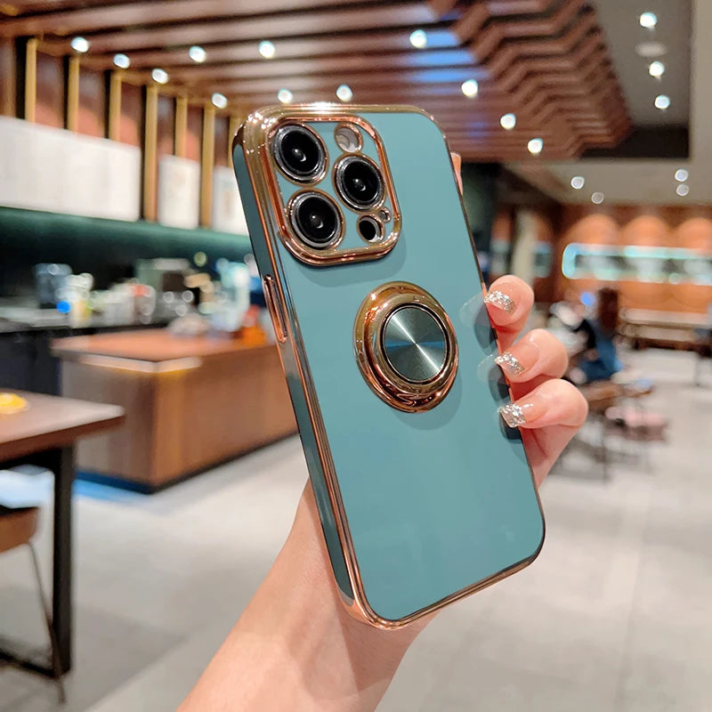 Luxury Magnetic Plating Silicone Case for iPhone - (SF1001B)