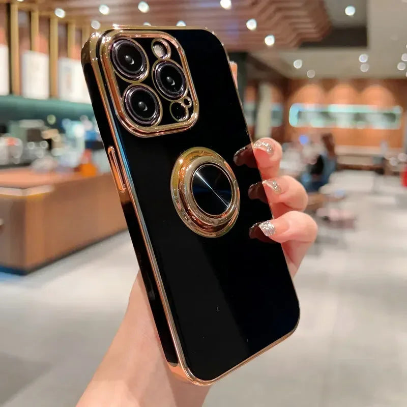 Luxury Magnetic Plating Silicone Case for iPhone - (SF1001B)
