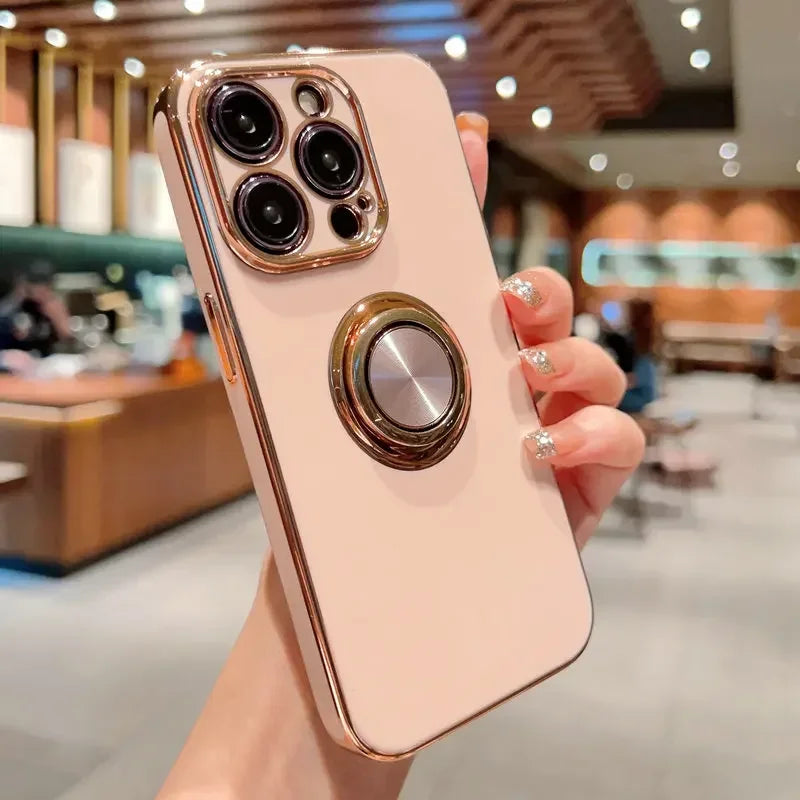 Luxury Magnetic Plating Silicone Case for iPhone - (SF1001B)