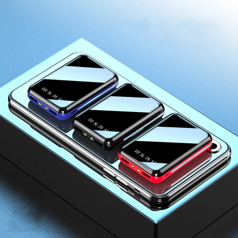 Amiriva Mini 20,000mAh Mirror Screen Power Bank – LED Display & Built-in Cables (AR1008)
