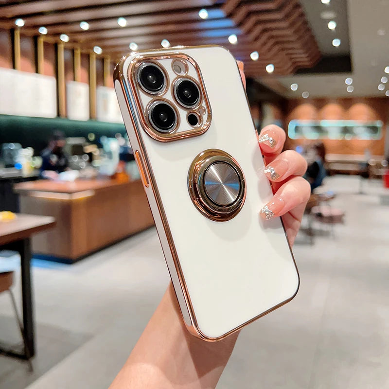 Luxury Magnetic Plating Silicone Case for iPhone - (SF1001B)