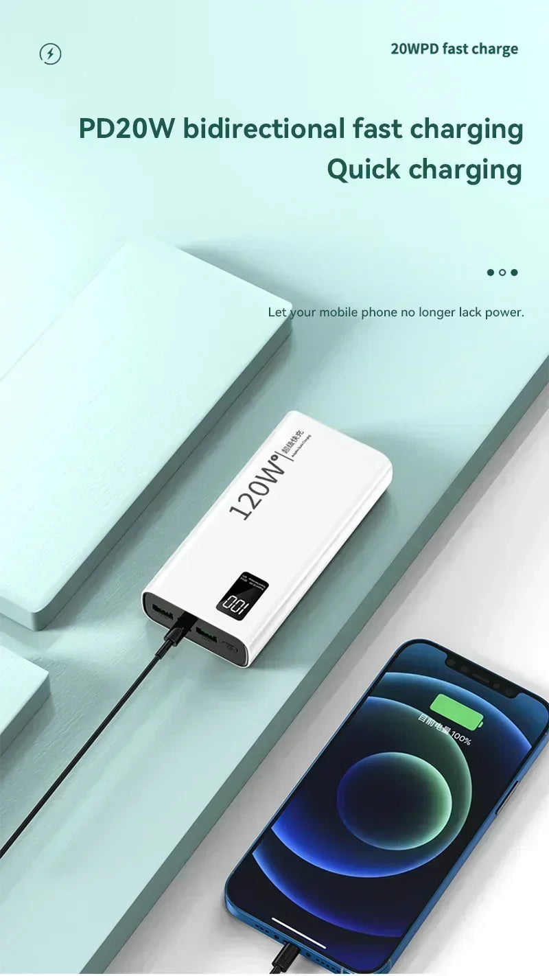 120W 500,000mAh Power Bank – Ultra High Capacity Fast Charger with Digital Display (AR1007)