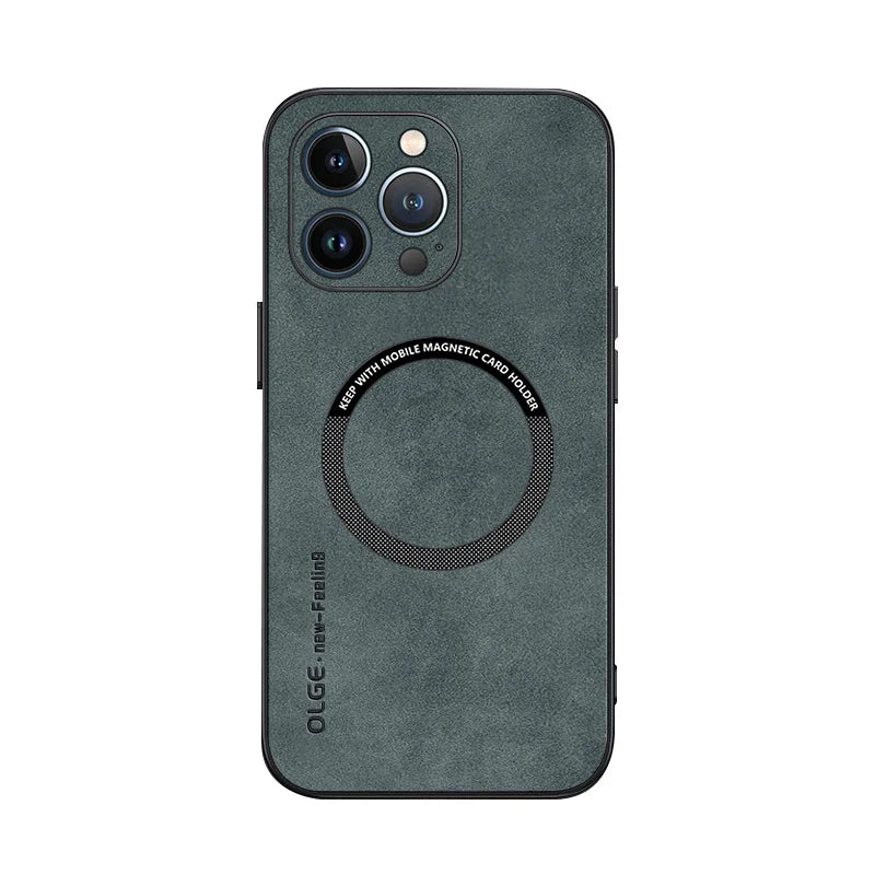 Magnetic Leather Case – MagSafe Compatible for iPhone 11–16 Pro Max (AR1001)
