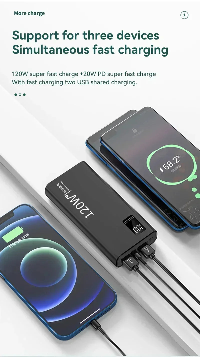 120W 500,000mAh Power Bank – Ultra High Capacity Fast Charger with Digital Display (AR1007)