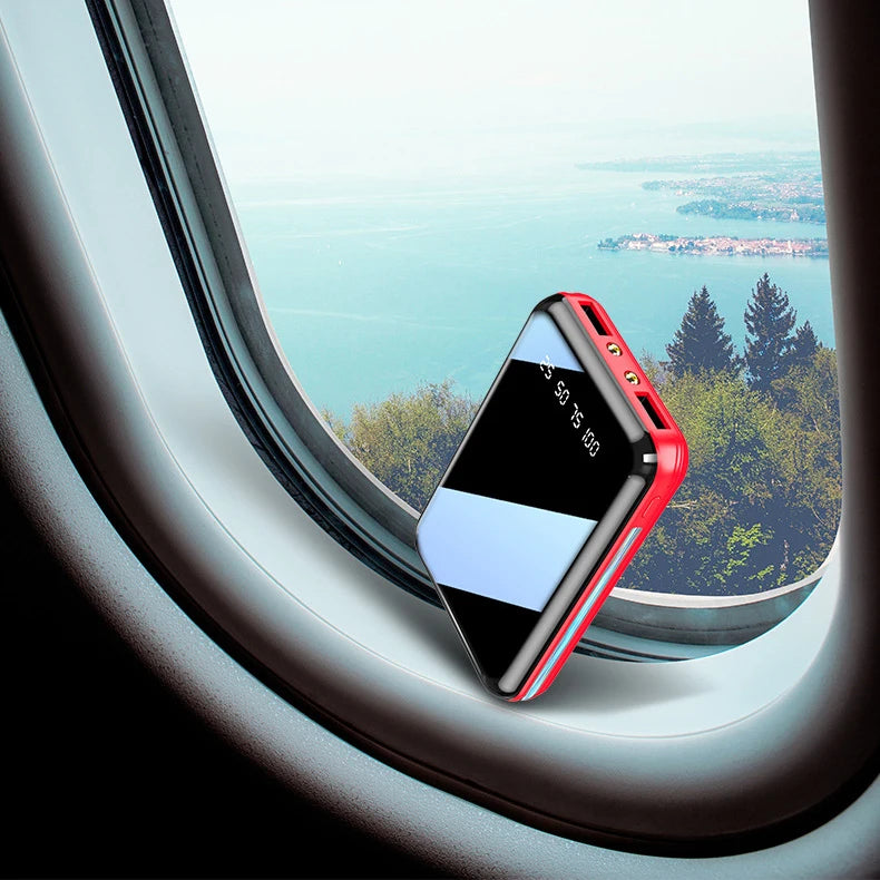 Amiriva Mini 20,000mAh Mirror Screen Power Bank – LED Display & Built-in Cables (AR1008)
