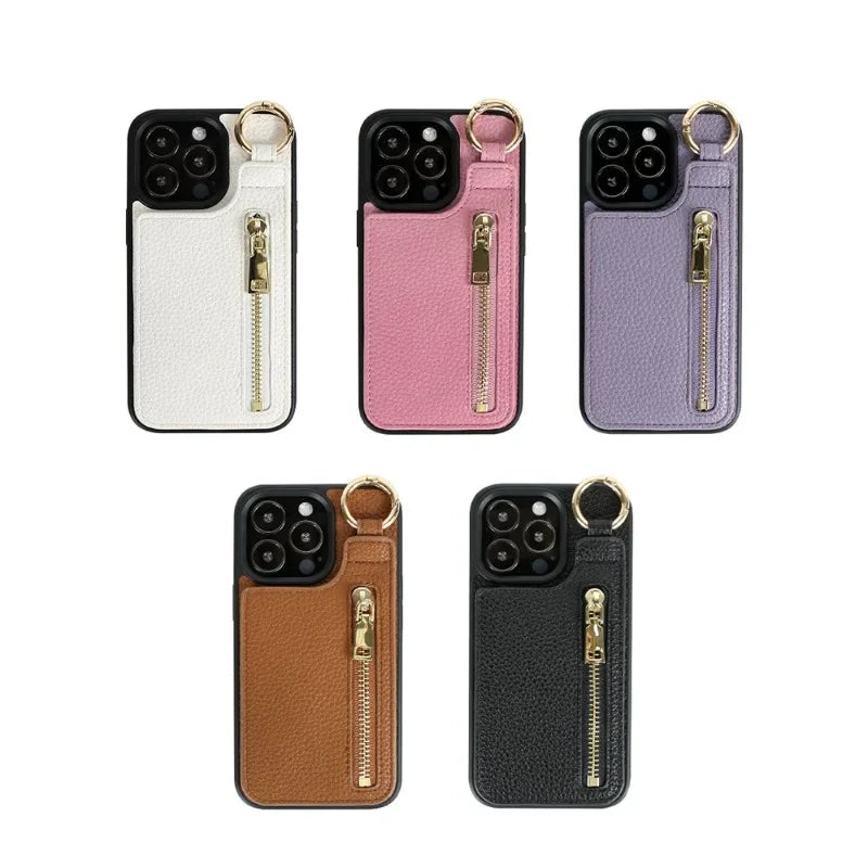 Shockproof TPU iPhone case with ring stand and wallet