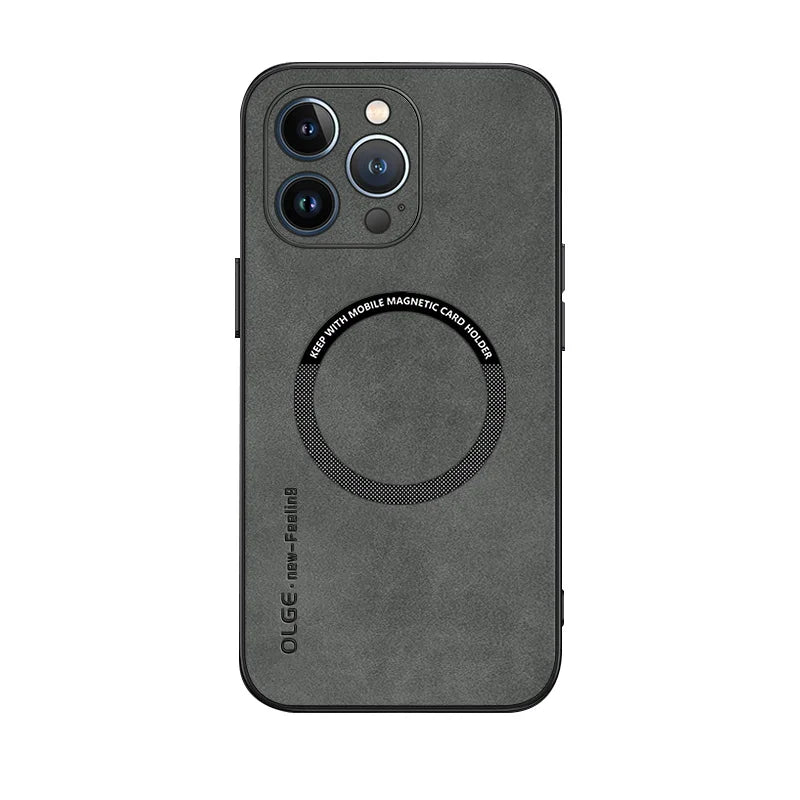 Magnetic Leather Case – MagSafe Compatible for iPhone 11–16 Pro Max (AR1001)