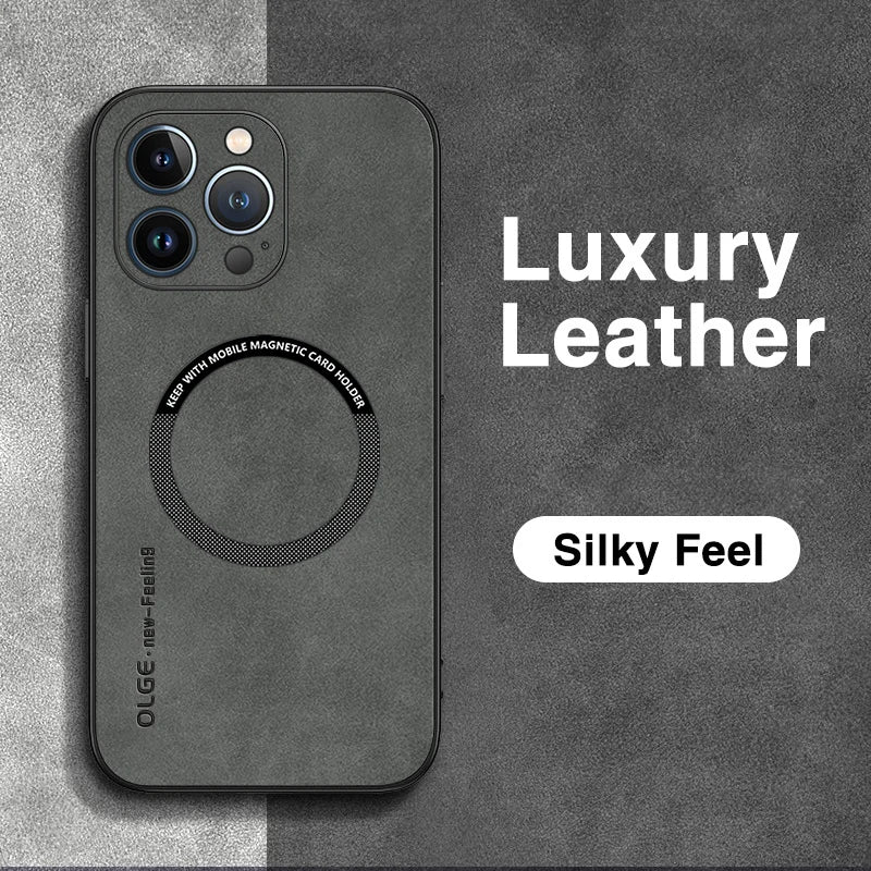Magnetic Leather Case – MagSafe Compatible for iPhone 11–16 Pro Max (AR1001)