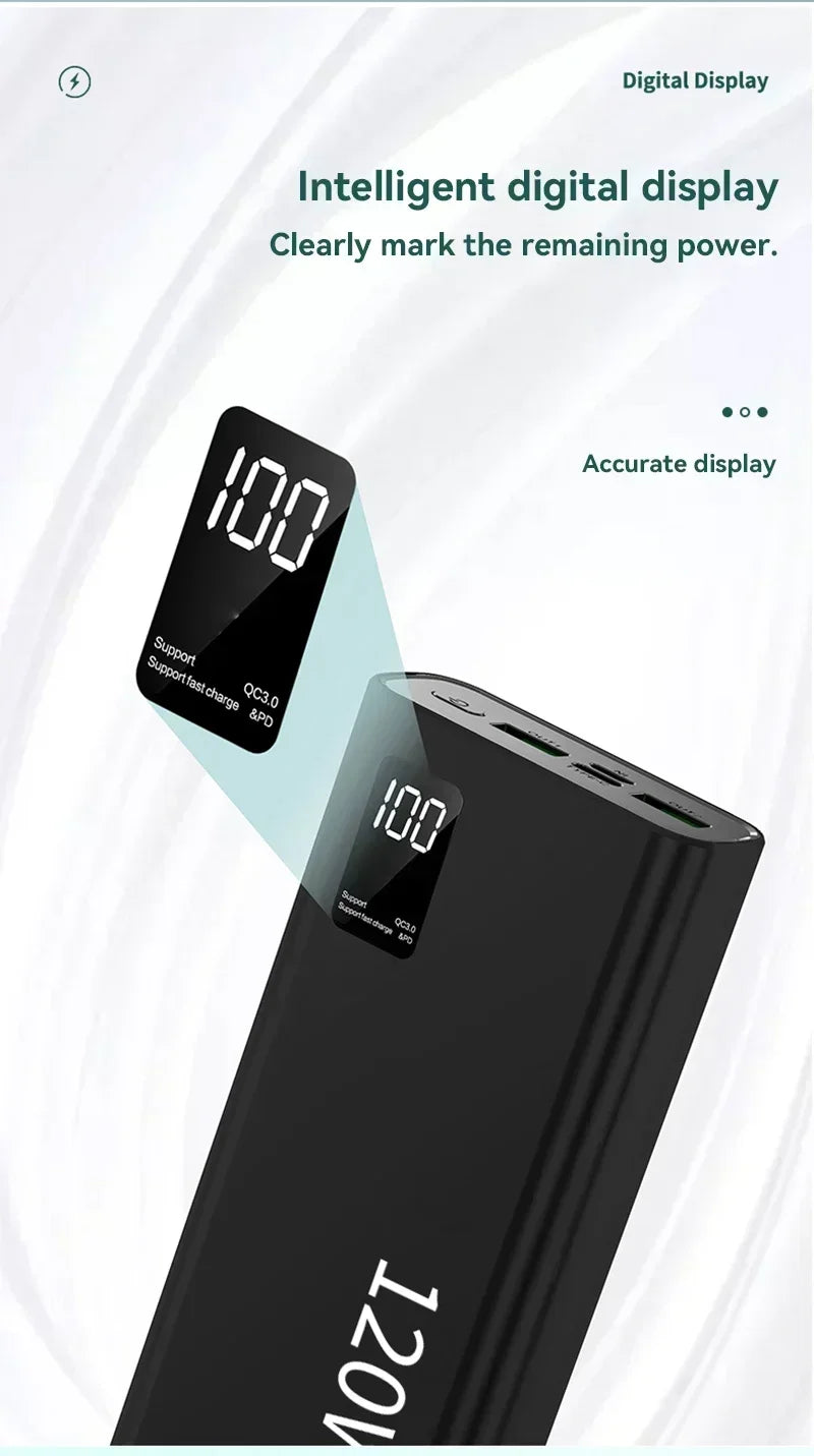 120W 500,000mAh Power Bank – Ultra High Capacity Fast Charger with Digital Display (AR1007)
