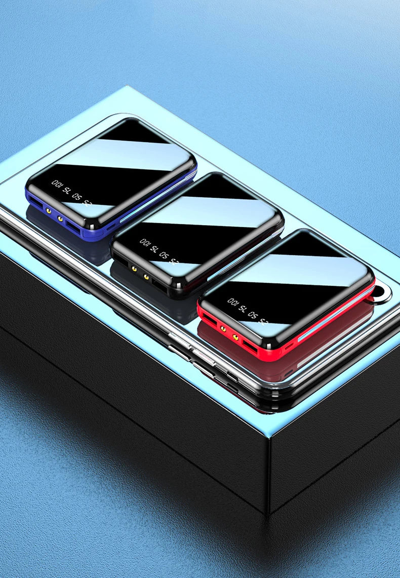 Amiriva Mini 20,000mAh Mirror Screen Power Bank – LED Display & Built-in Cables (AR1008)