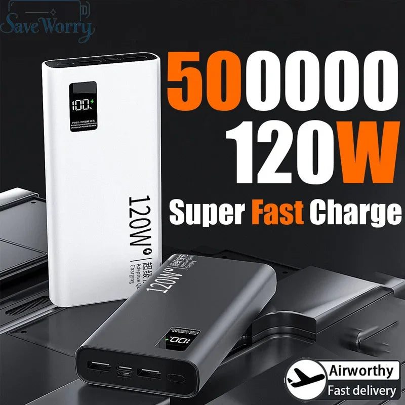 120W 500,000mAh Power Bank – Ultra High Capacity Fast Charger with Digital Display (AR1007)