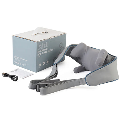 Amiriva Wireless Neck and Shoulder Massager with Heat Function, designed for relaxation and comfort, showing the ergonomic massager draped around a person's neck and shoulders.