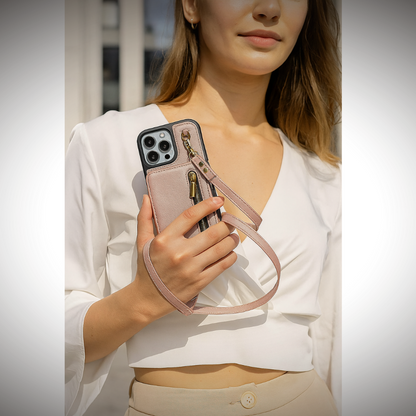 Amiriva Zipper Crossbody Leather RFID Wallet Case – For iPhone - (AR1056)