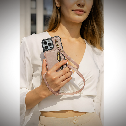 Amiriva Zipper Crossbody Leather RFID Wallet Case – For iPhone - (ZYP201)