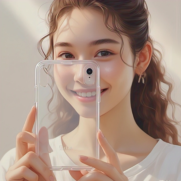 Customer review of Amiriva transparent iPhone case praising its clear design that showcases phone color while offering strong protection.