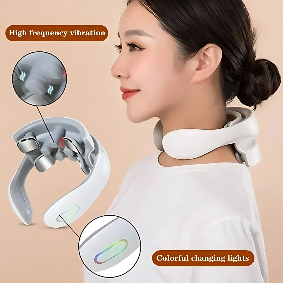 Amiriva Neck Massager with 4-head deep tissue design, heat therapy, and adjustable intensity for fast neck pain relief