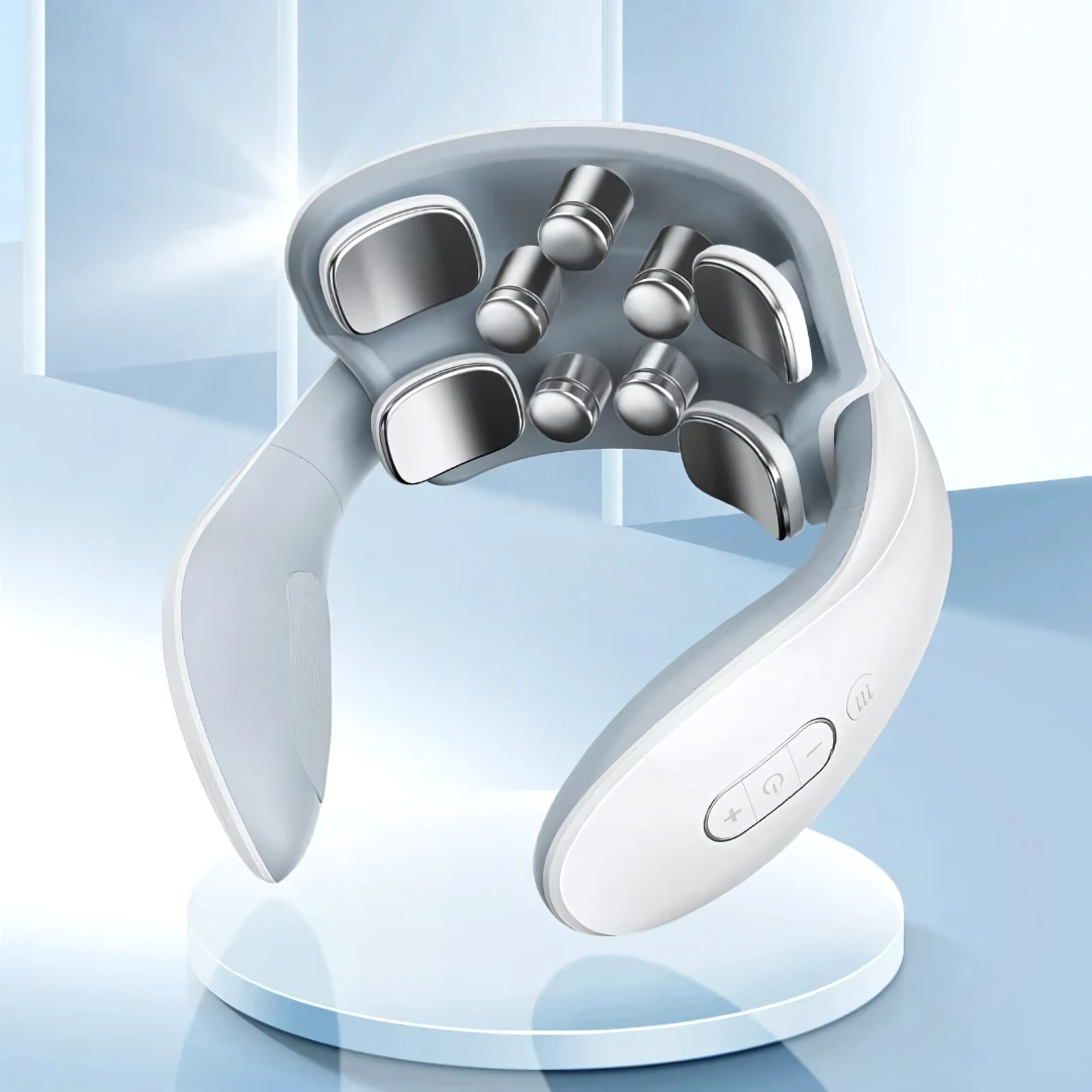 Amiriva Neck Massager with 4-head deep tissue design, heat therapy, and adjustable intensity for fast neck pain relief