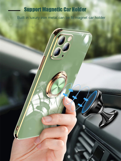 Luxury Magnetic Plating Silicone Case for iPhone - (SF1001B)