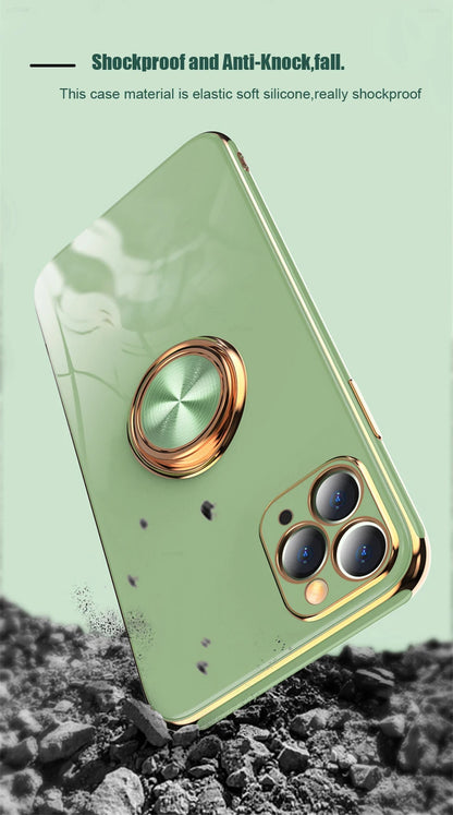 Luxury Magnetic Plating Silicone Case for iPhone - (SF1001B)