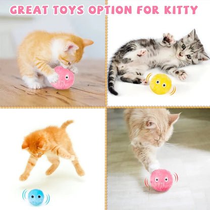 Amiriva Interactive Electric Cat Toy Ball – Plush, Catnip-Infused, Squeaky Toy for Cats