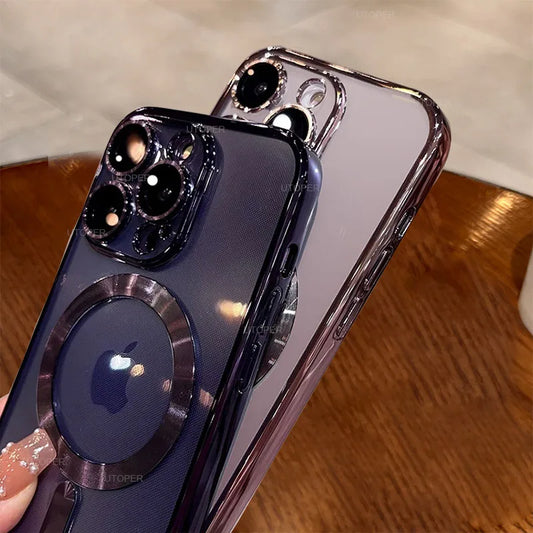 Luxury Lens Seal Protect Plating Phone Case For IPhone - (SF1008A)