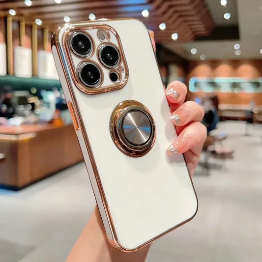 Luxury Magnetic Plating Silicone Case for iPhone - (SF1001B)