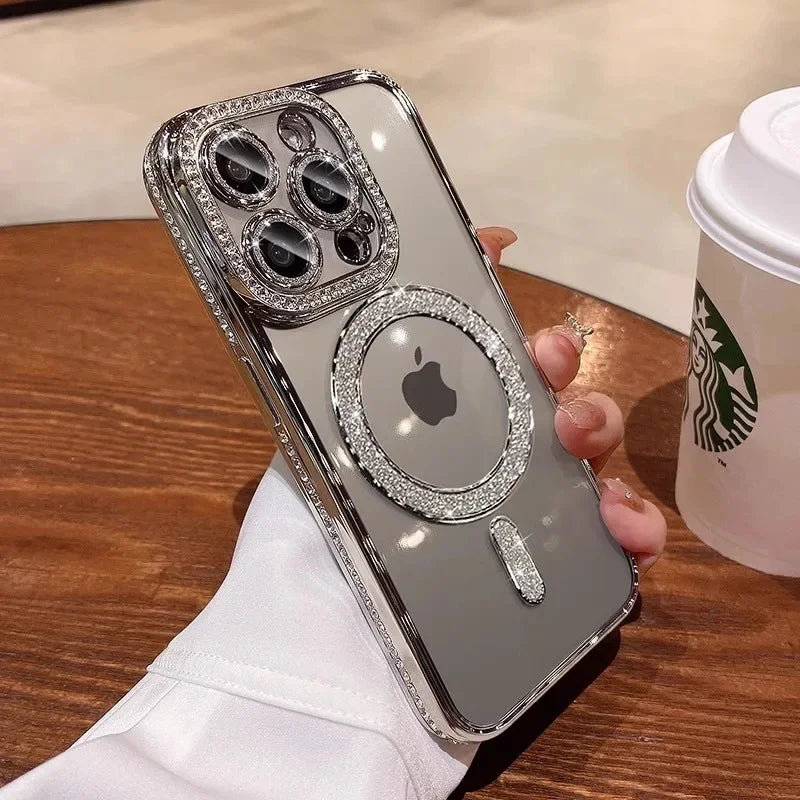 Luxury Crystal Diamond Clear MagSafe Case for iPhone 11–15 Pro Max - (JUL103)