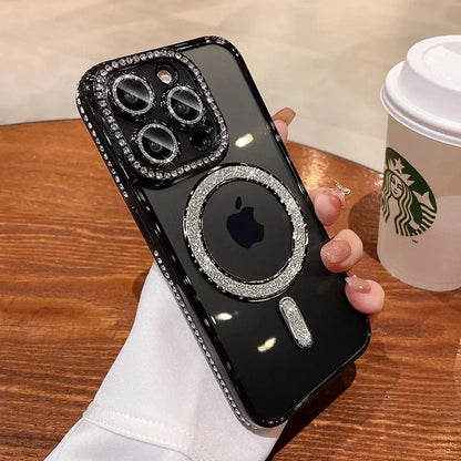 Luxury Crystal Diamond Clear MagSafe Case for iPhone 11–15 Pro Max - (JUL103)