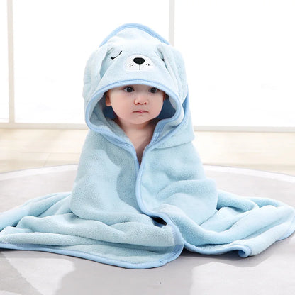 Amiriva Toddler Hooded Bathrobe Blanket – Coral Fleece Cartoon Towel Swaddle for Newborns and Kids